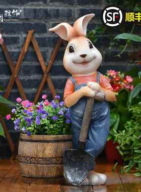 户外花园装饰幼儿园可爱兔子摆件动物造型花盆大号庭院造景布置