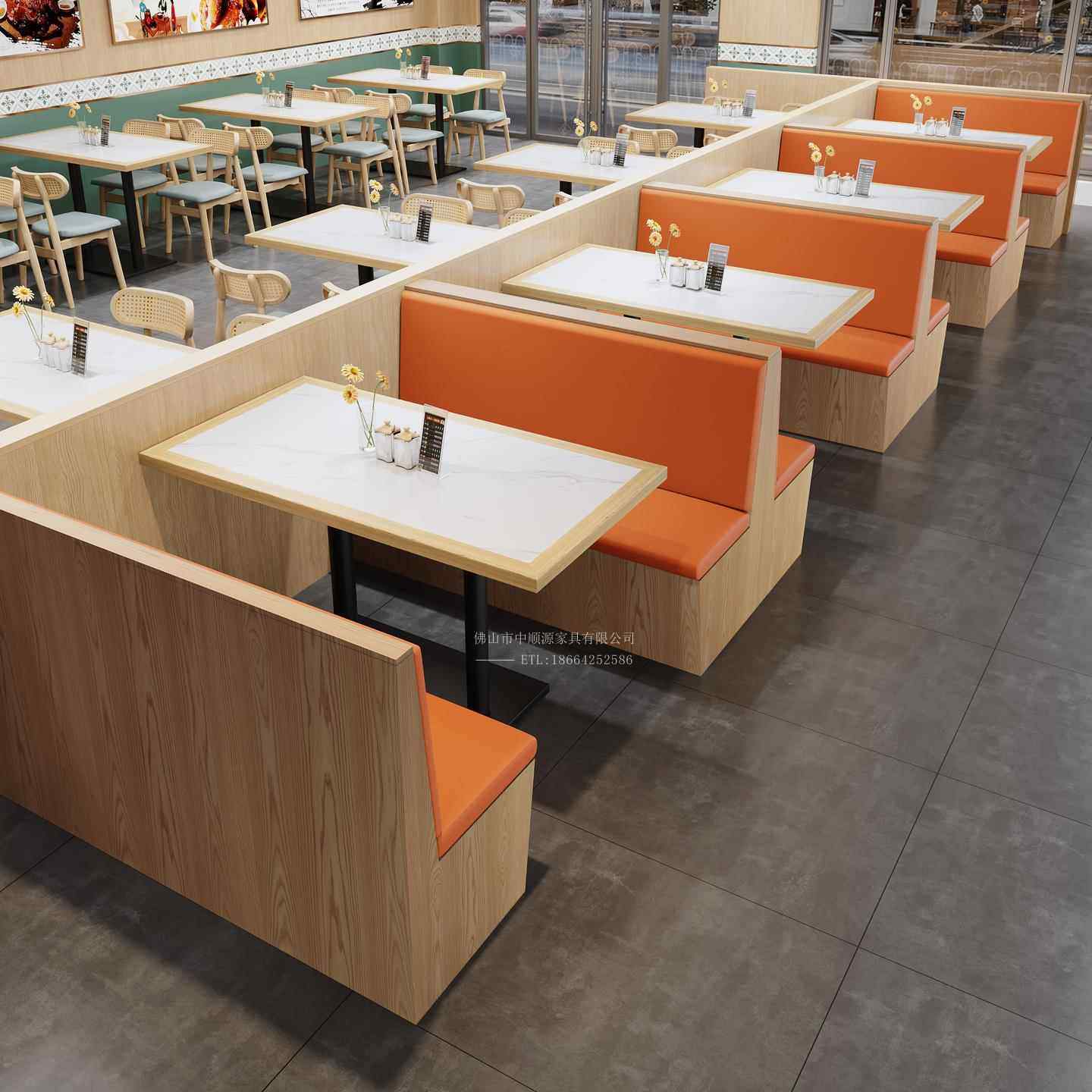 餐厅卡座沙发商用岩板餐桌带抽屉炸鸡汉堡饭店火锅店餐饮桌椅组合,商业/办公家具,商用餐椅,淘宝优惠券,粉丝福利购,淘宝优惠卷