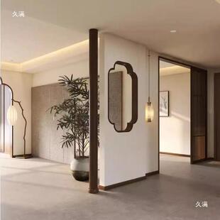 茶室墙装 宋美学t$ lz复古小窗轩式 实木客厅玄关屏风入 饰新中式