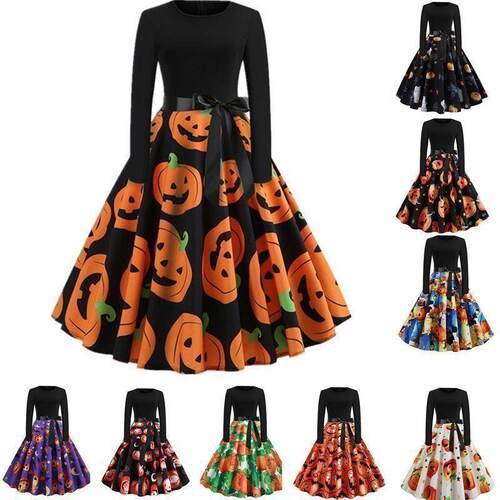 Halloween Cosplay Costume Props Fancy Pumpkin Womens Dress L