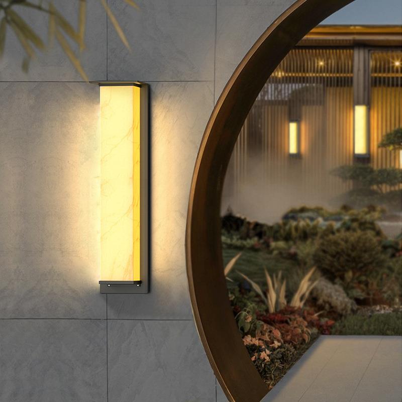 户外防水庭院灯别墅外墙灯太阳能灯大门两侧壁灯新中式仿云石壁灯