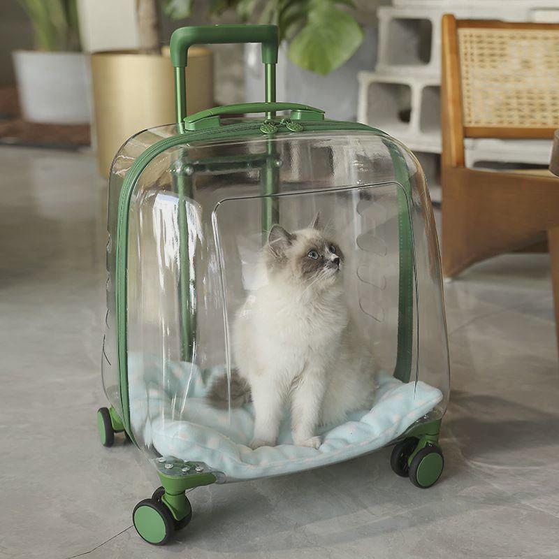 宠物拉杆箱猫包外出便携透明猫咪行李箱防应激大号狗狗推车太空舱