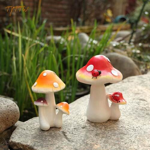 彷真卡通绿植微景观装饰树脂蘑菇花园阳台餐桌橱窗装饰家居摆饰