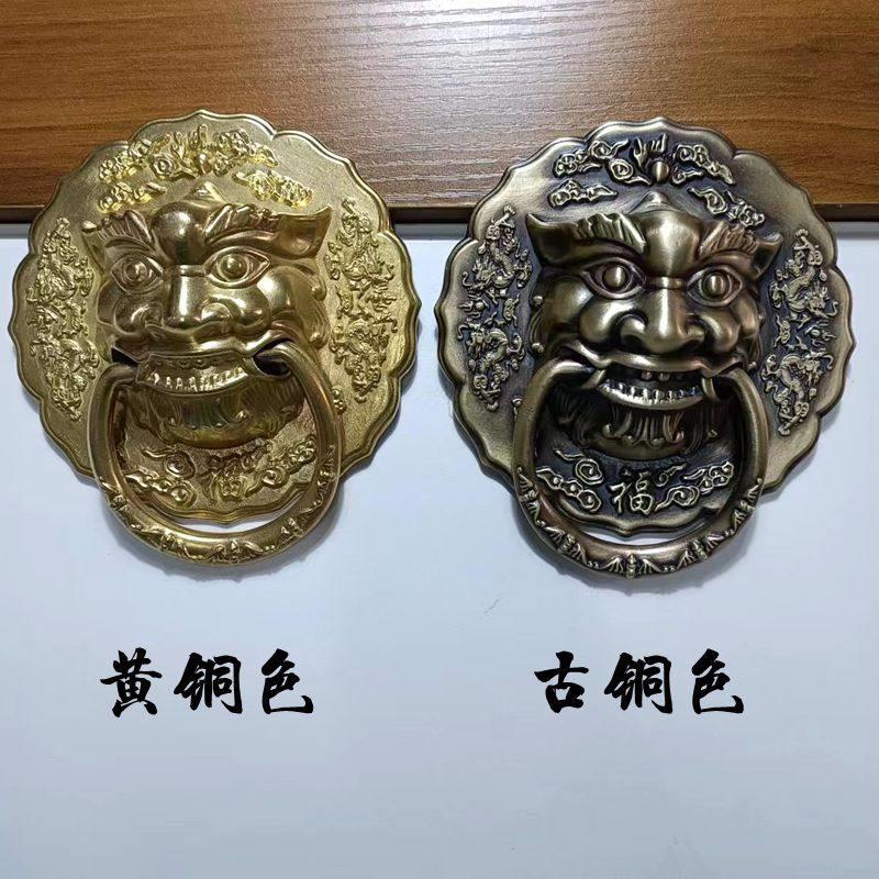 中式拉手古铜兽头门环狮子头麒麟头虎头仿古把手复古木门纯铜拉环