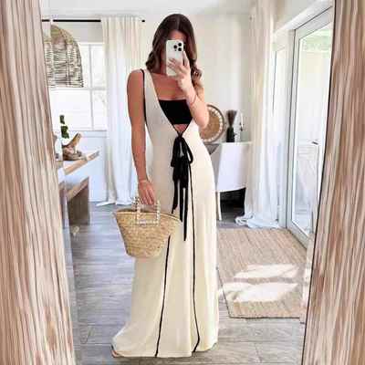 robe lady holidays beach summer female dresses mid panelled