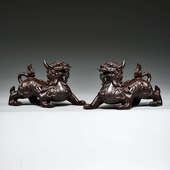 工艺品黑檀礼品一对电视柜创意貔貅实木木雕家居摆件送礼装 饰客厅