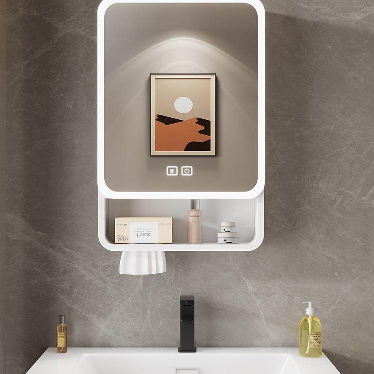 浴室镜柜小尺寸加厚太空铝卫生间挂墙式智能镜子小户型40cm50cm