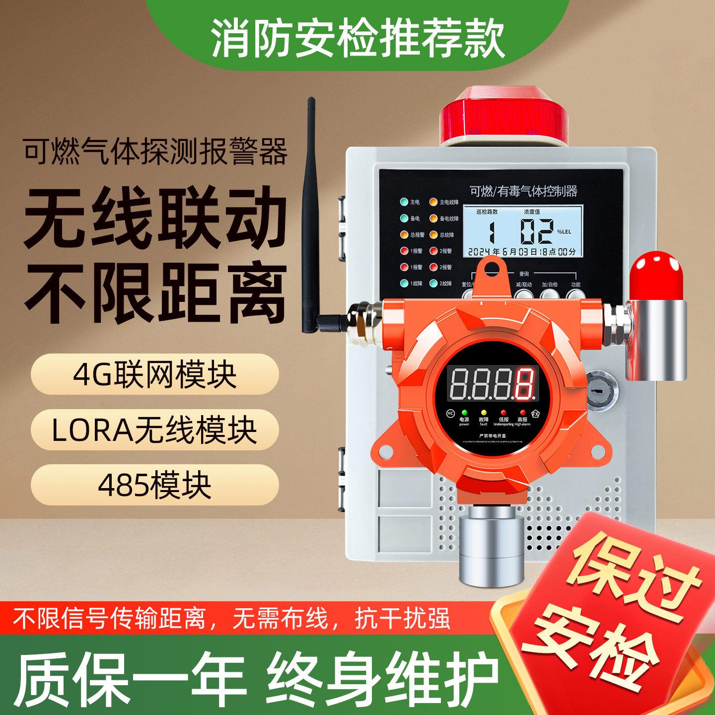 无线4G可燃气体探测警报器LORA工业有毒硫化氢一氧化碳检测仪联动