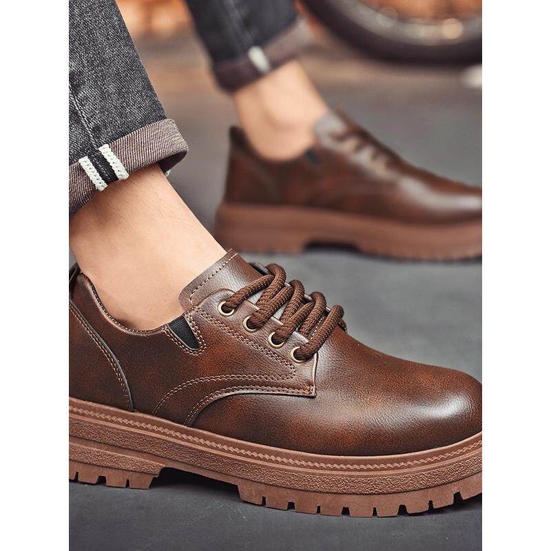 潮牌马丁靴男款秋季英伦风增高男士皮鞋休闲户外运动低帮工装鞋子