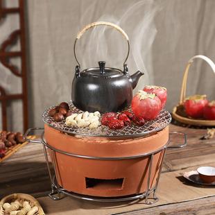 围炉煮茶木炭3-8人红泥陶土碳烤炉户外野餐烧烤火锅打边炉耐火陶