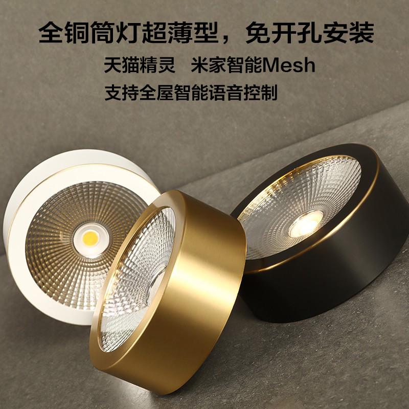 智能全铜明装筒灯客厅天花灯走廊阳台入户玄关人体感应超薄led灯