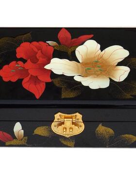 正品025新款平遥覆古推三光漆器首饰盒木质嫁妆品饰收纳2结婚金梳