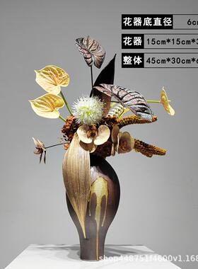 电视柜花花艺仿真中式洽谈装饰摆放样板房花客厅可可新陶瓷桌叶器