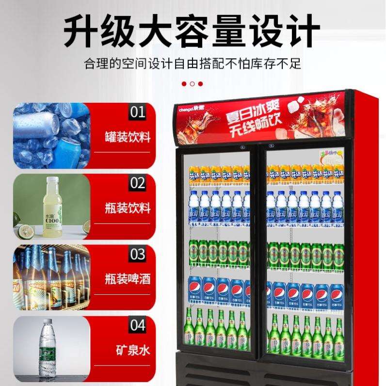 商用饮料展示柜冷藏冰柜保鲜双开门冷饮冷柜商用单门啤酒冰箱立式