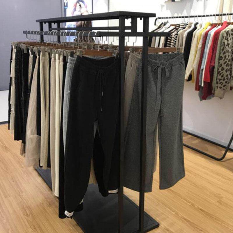中岛架落地简约双排服装店展示架裤子陈列童装中间货架双杠挂衣架