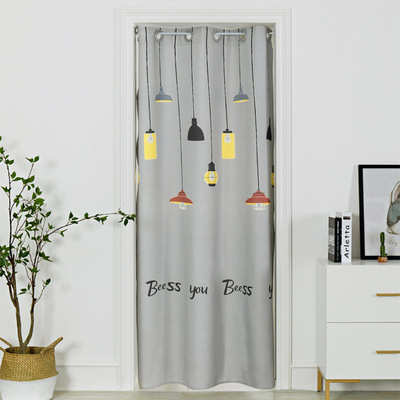 来图艺术外购极简欧式免打孔门帘卧室客厅试衣间隔断遮挡帘