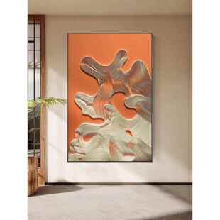 饰画抽象玄关大幅挂画 现代轻奢手工立体艺术卡纸实物画客厅餐厅装