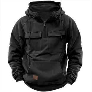 Solid Mens Color Workwear Sweatshirt Hooded Youth