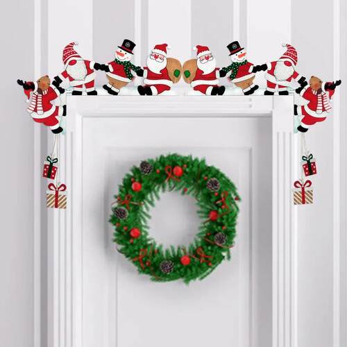 Wood Christmas Door Corner Decor Xmas Door Frame Decor