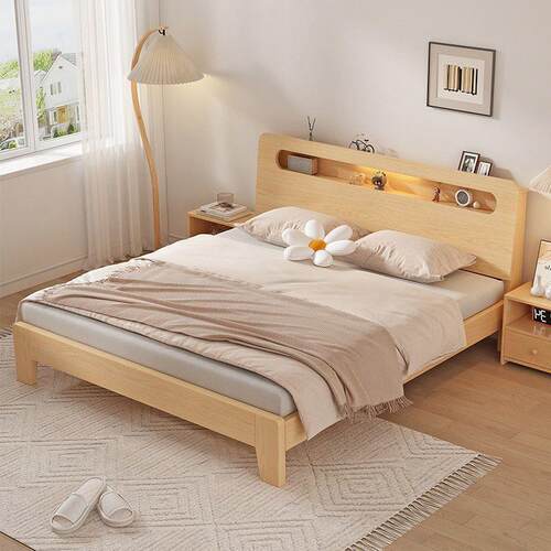 实木床1.5米双人床家用1.8米现代简约出租房经济型1.2单人床架厂