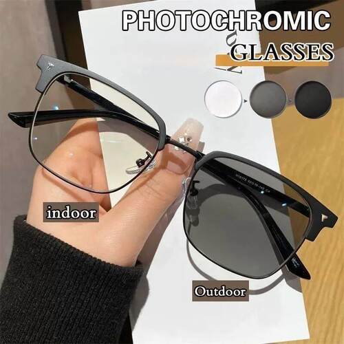 Photochromic Anti Radiation Blue Light Eyeglasses Square Met