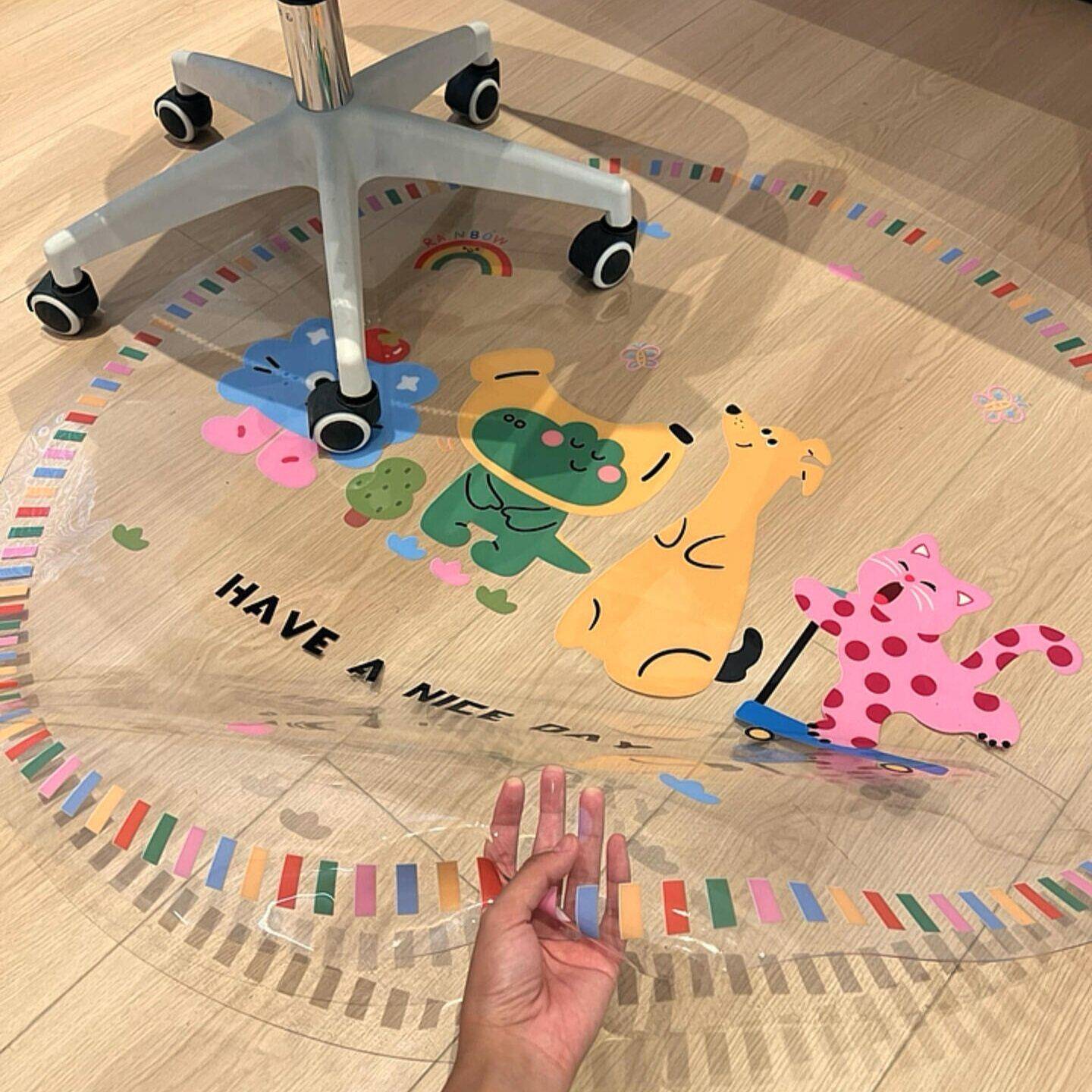 家用客厅卧室木地板透明旋转座椅地垫软玻璃地垫书房书桌下防水垫