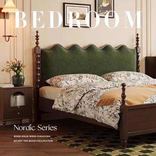 法式复古实木床1.8米双人美式中古抽屉带储物1.5米收纳箱体软靠床