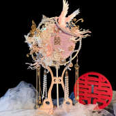 银蓝色新娘结婚团扇中式 婚礼古风手工diy材料包成品双面秀禾批发