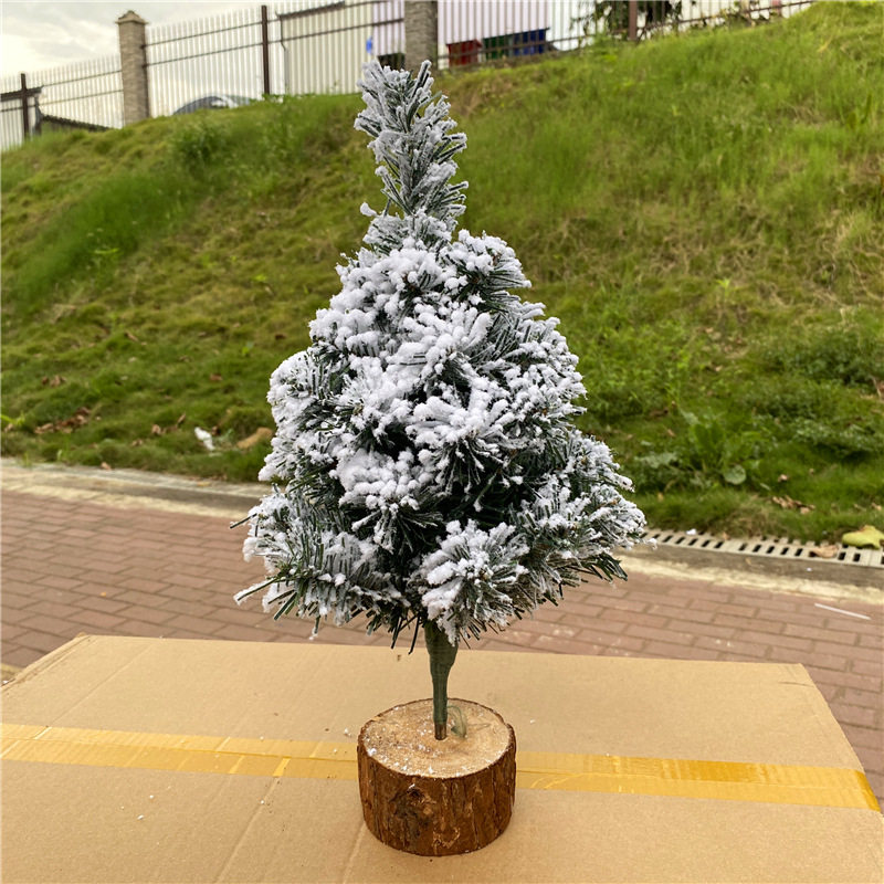 迷你小圣诞树植绒雪花落雪北欧风