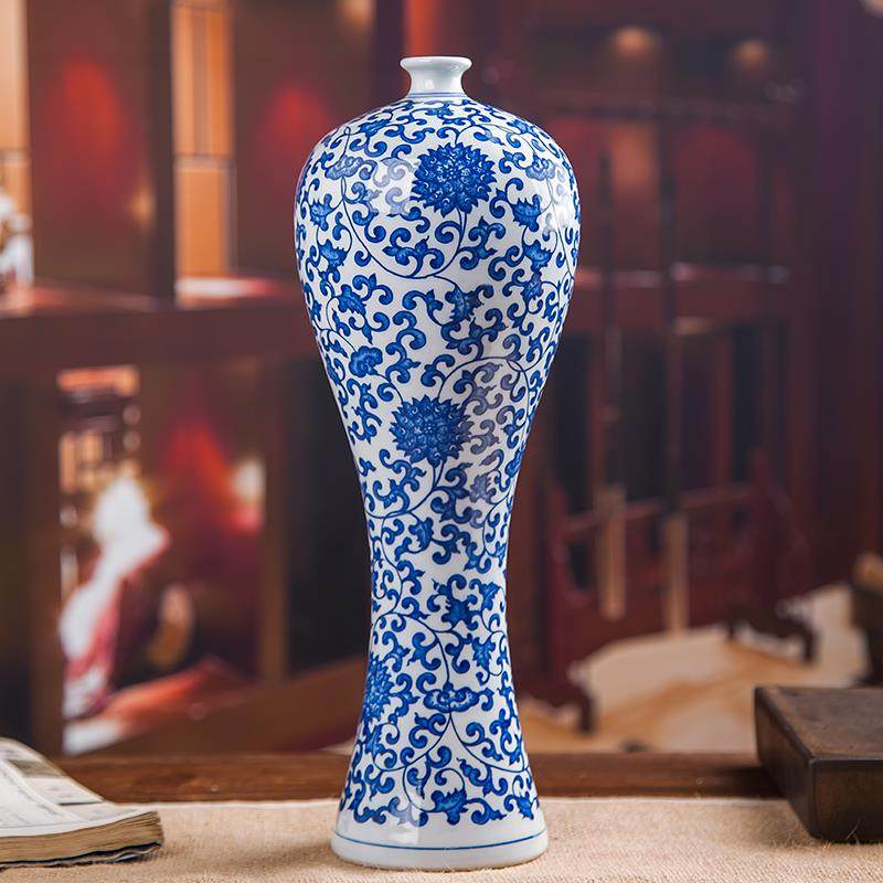 正品景德镇厅陶瓷器花梅瓶青花瓷 仿古瓷器人瓶瓶家居客装饰美品