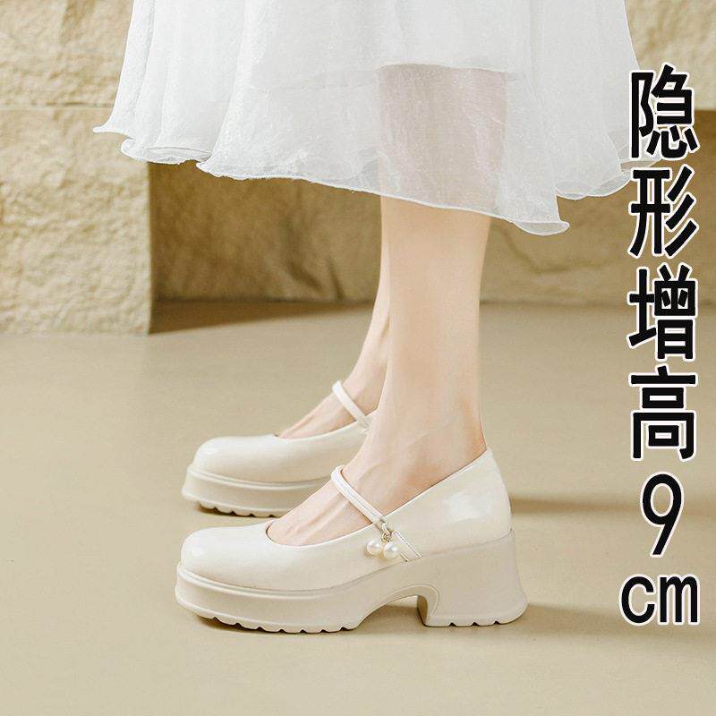 米兰【设计师】⭐跟高9CM/2025新款春季内增高玛丽珍鞋高跟单鞋女