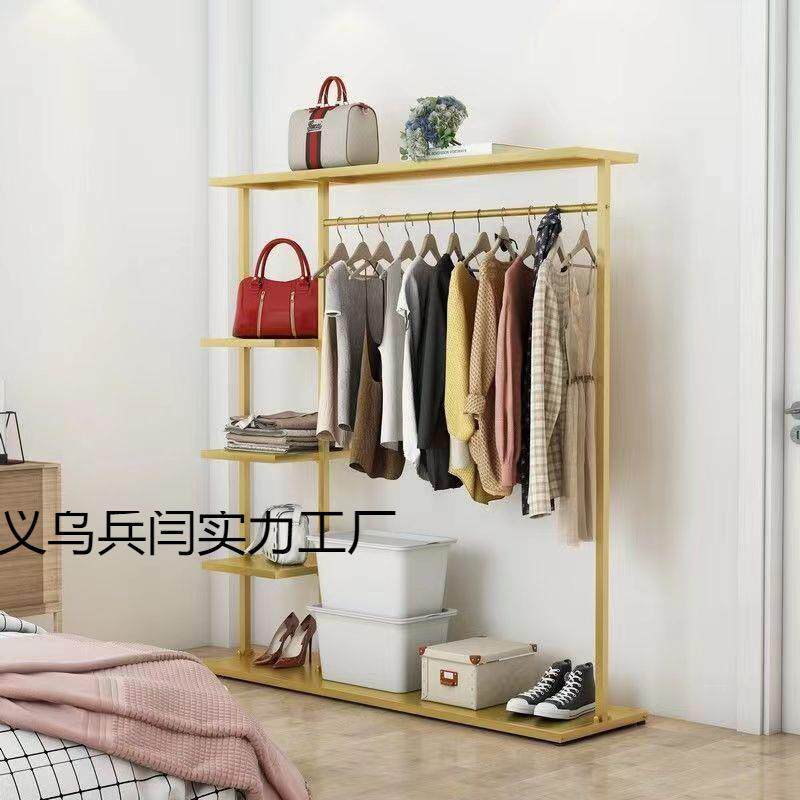 家用简易衣柜铁艺展架落地网红衣帽架多功能衣物置物架卧室衣帽架