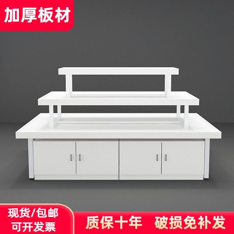 扬禾久黑白配色三层中岛展示柜 可拆装商业用木质展示架