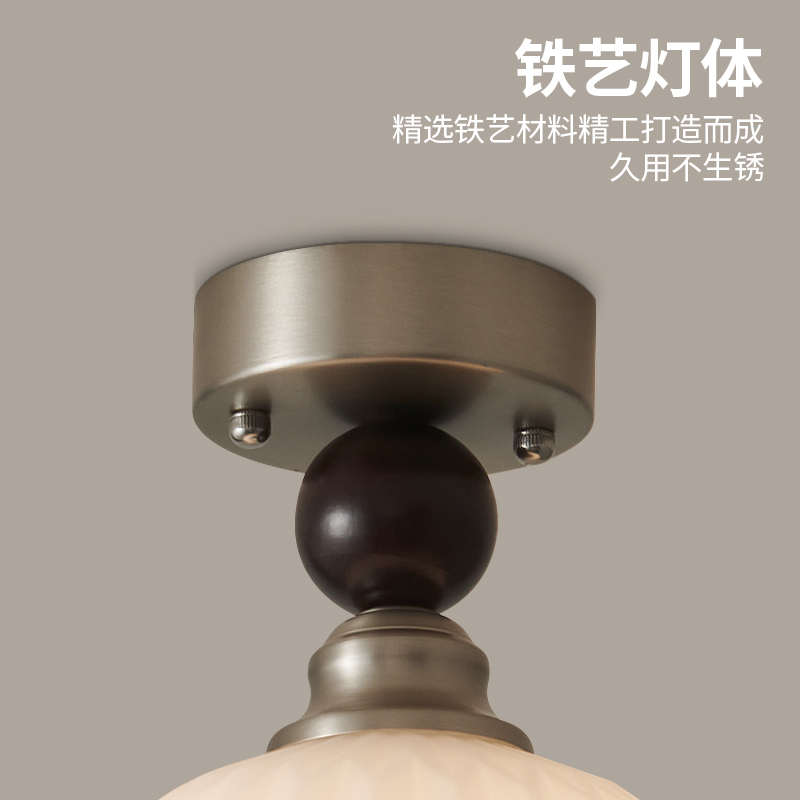 侘寂中古风走廊过道灯玄关吸顶灯衣帽间入户高级感法式复古阳台灯