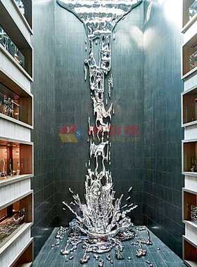 依塔斯玻璃钢电镀瀑布流水高端景墙水幕墙屏风造景流水瀑布装饰