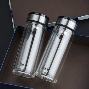 希诺双层加厚隔热玻璃杯泡茶杯子男女士透明商务办公杯 7017 7018