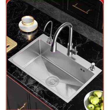 加厚不锈钢手工拉丝水槽单槽厨房洗菜盆洗碗池大单盆台上盆台下盆