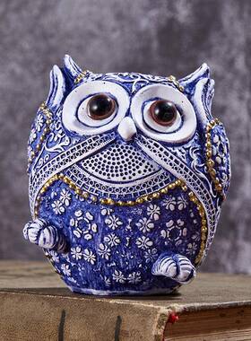 新款直销猫头鹰树脂工艺品摆件跨境欧式风格时尚创意家居轻奢摆件