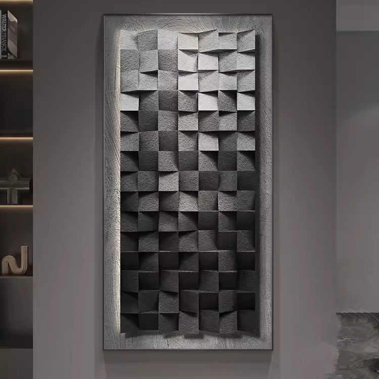 入户门玄关装饰画几何抽象壁画带led灯光画简约现代走廊过道挂画图片