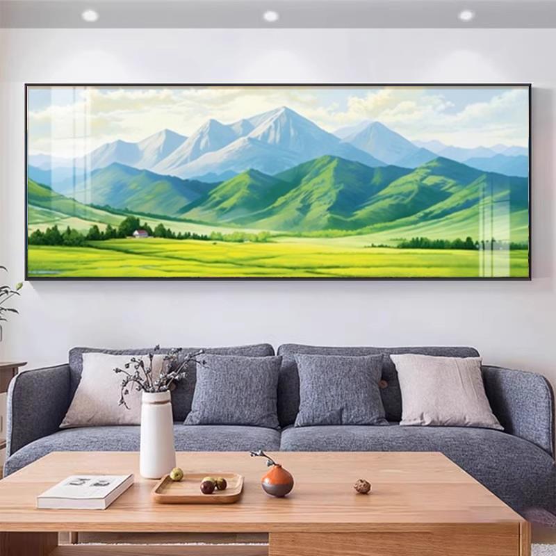 青山图客厅挂画 画沙发背景墙山水风景装饰画 画有山无水欧式靠山