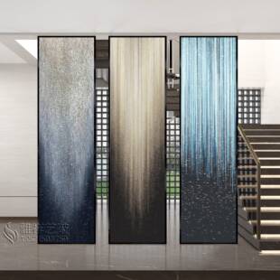 轻奢现代简约艺术玻璃屏风隔断客厅餐厅入户玄关网红立体创意定制