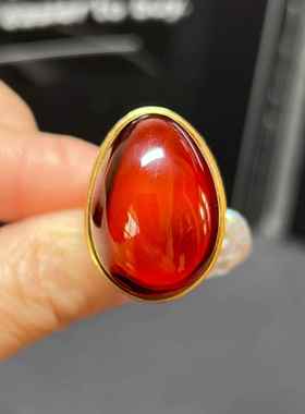 天然血珀戒指 女款红色琥珀指环 美容养颜节生日送礼欧洲进口保真