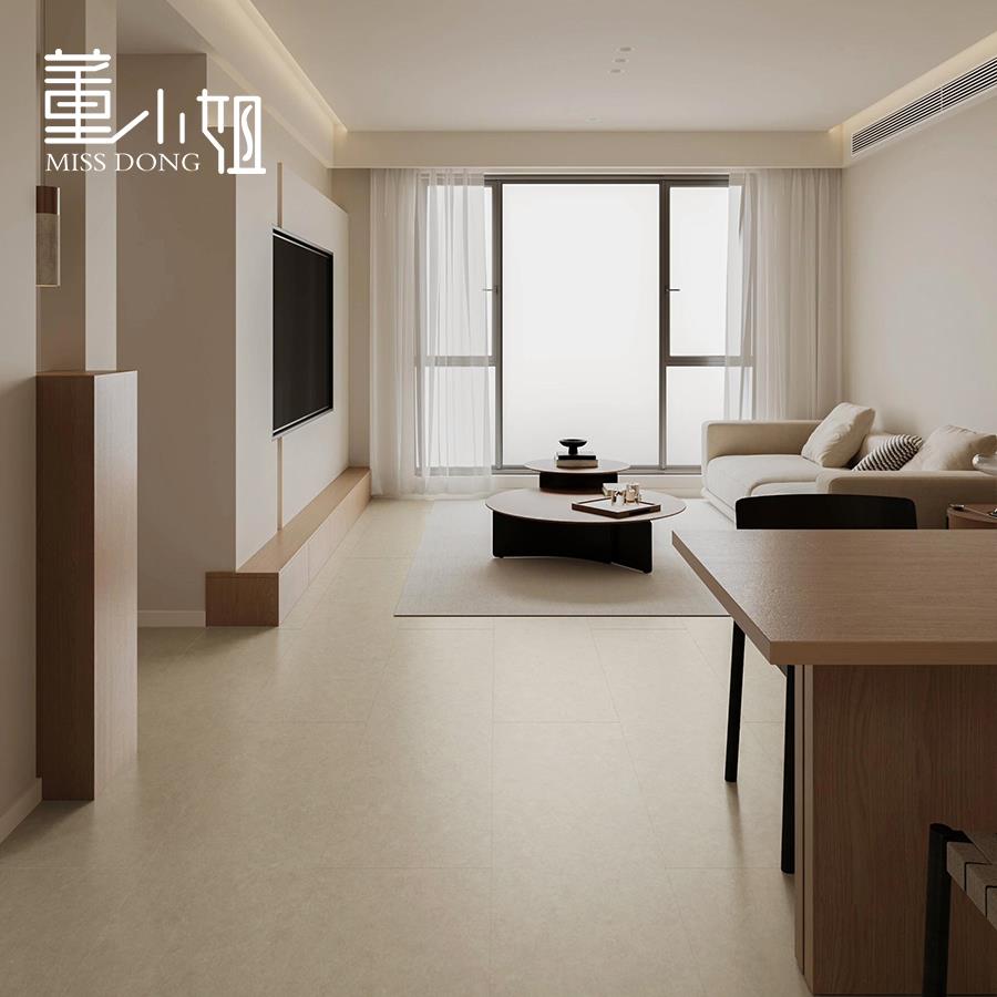SPC石塑锁扣地板微水泥侘寂奶油风灰色PVC石晶卡扣式防水无醛环保图片