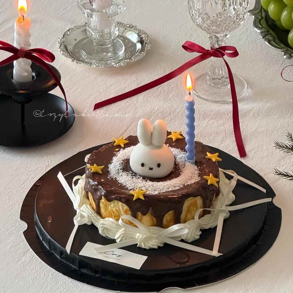 网红ins米菲兔生日蛋糕装饰摆件立体可爱小兔子甜品装扮烘焙插件