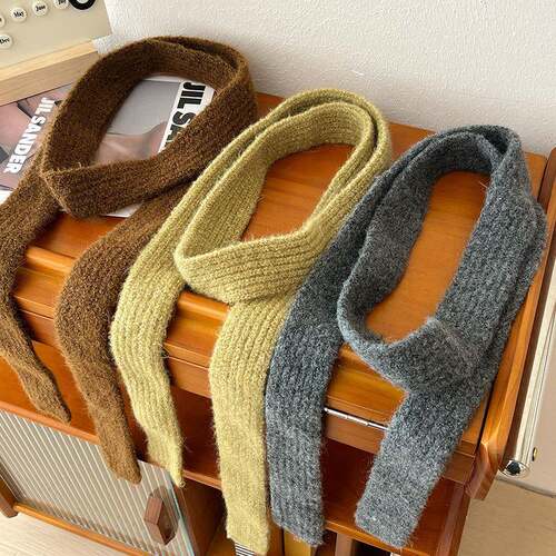 Winter New Solid Color Narrow Long Scarf Korean Version