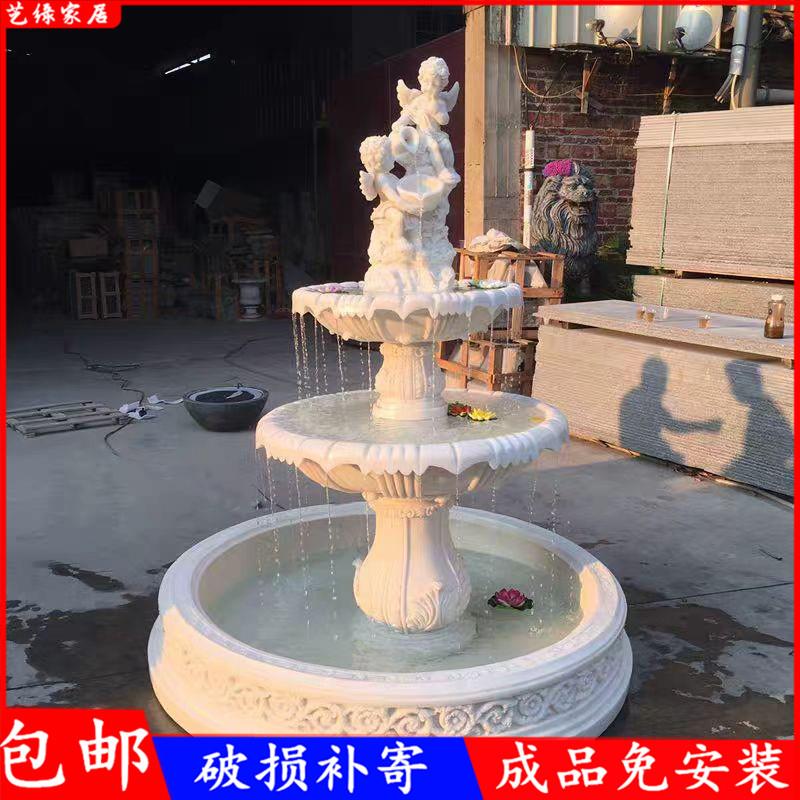 欧式大型园林造景喷泉婚庆雕塑装饰庭院阳台鱼池花园流水招财摆件