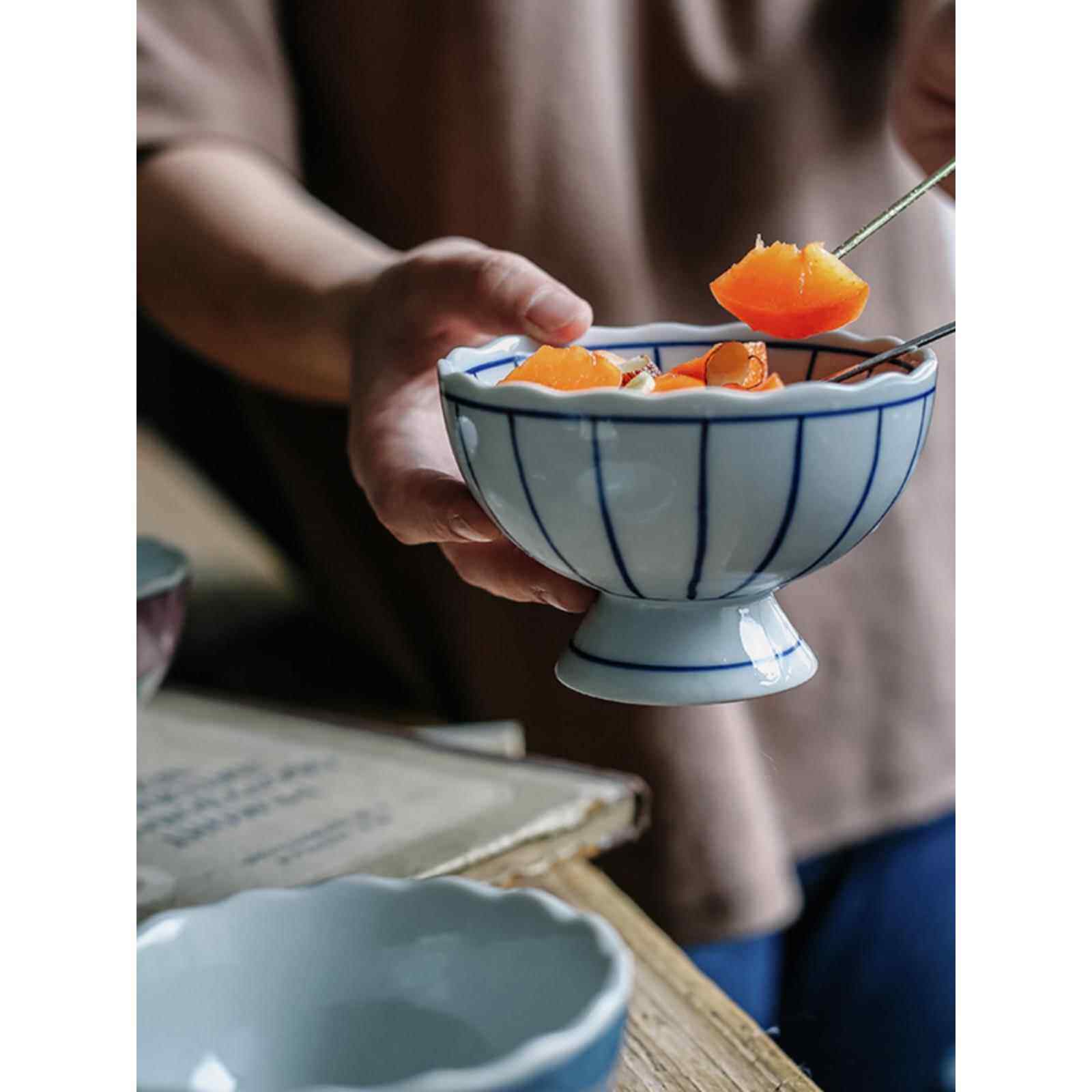 高脚碗 日式简约家用创意陶瓷碗 雪糕甜品碗点心水果沙拉冰淇淋碗