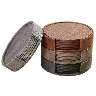 Round Leather Coasters For Drinks 6 Piece Cup Mat Pad Set