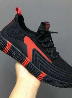 2024春秋季休闲鞋透气运动鞋子男跑步鞋地摊货源批发潮范拼色设计