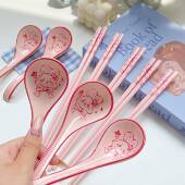 陶花运可爱陶瓷筷子勺子套装 家用2025新款 高颜值个人专用一人一筷